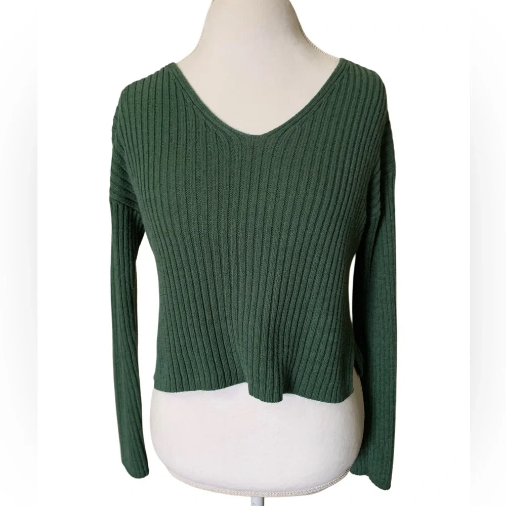 Wild Fable Green Ribbed cropped Sweater - Picture 1 of 6